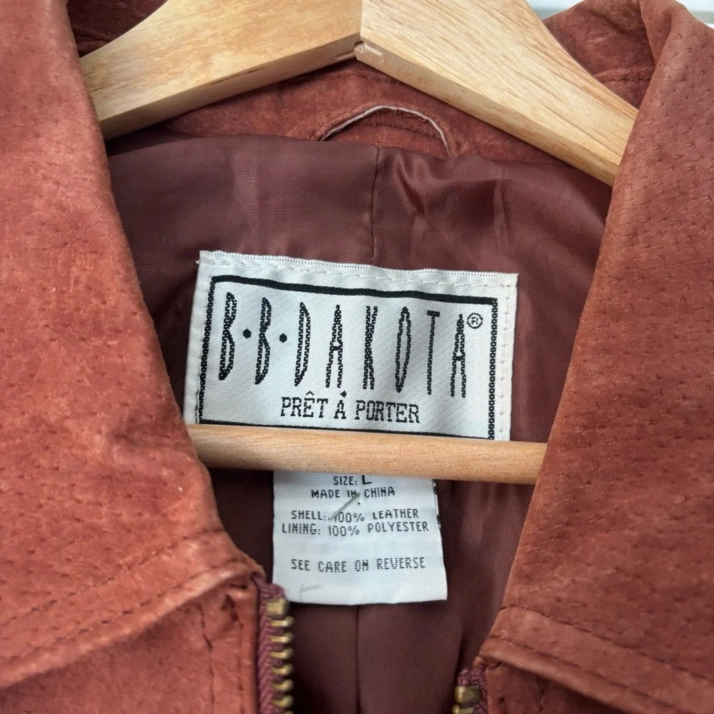 Vintage Genuine Suede Leather Belted Coat Western Cowboy Rodeo Biker Grunge Boho - Picture 9 of 11